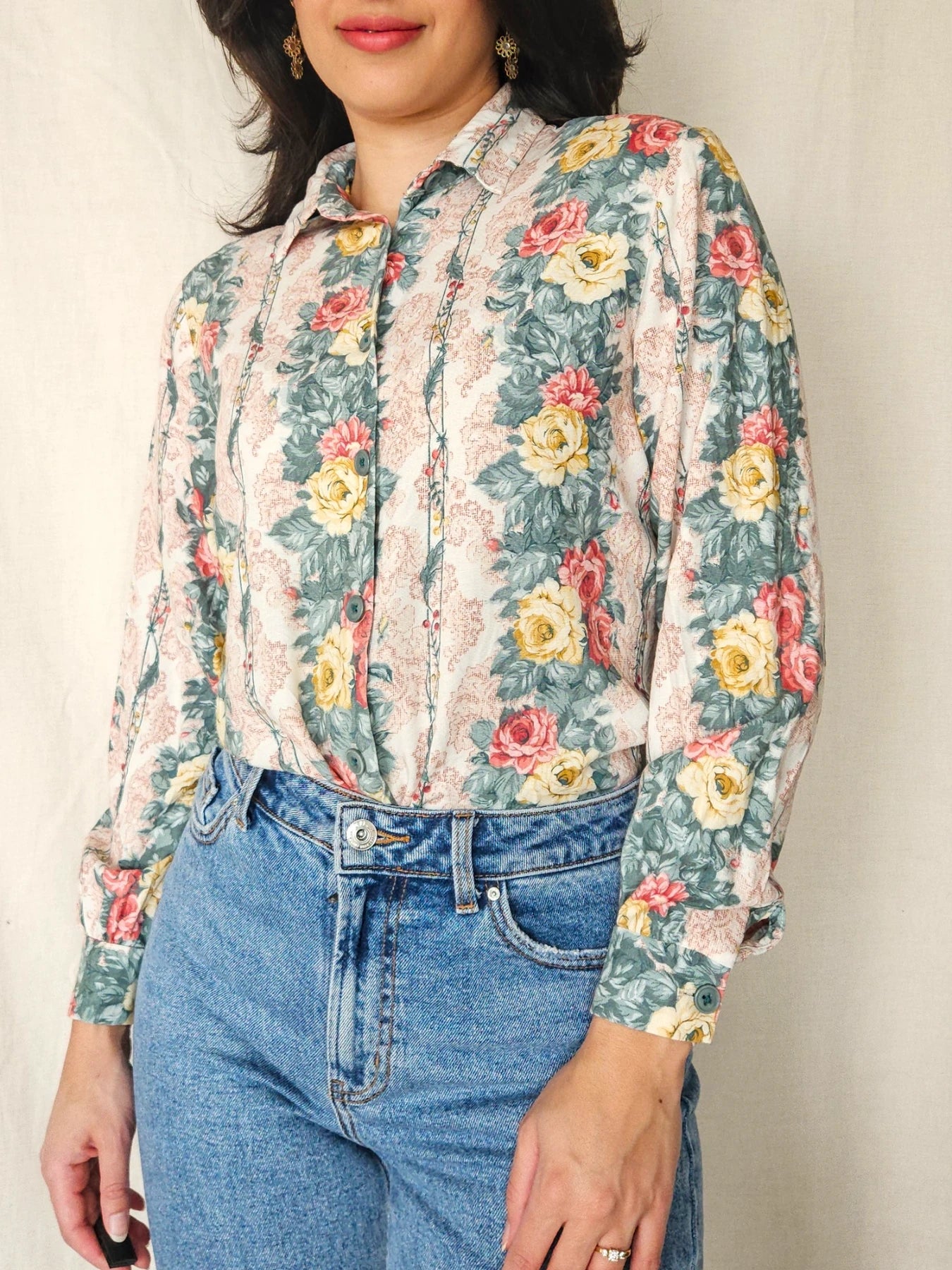 Lucia - romantische vintage blouse, viscose | S