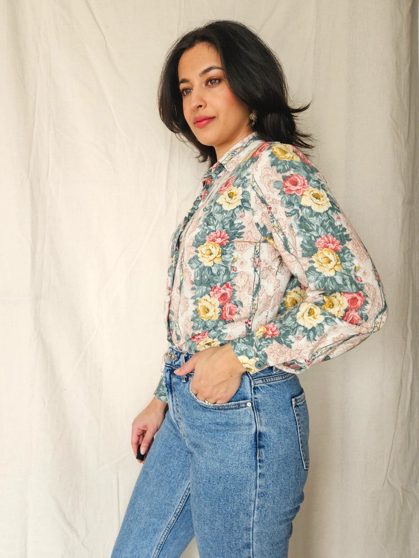 Lucia - romantische vintage blouse, viscose | S