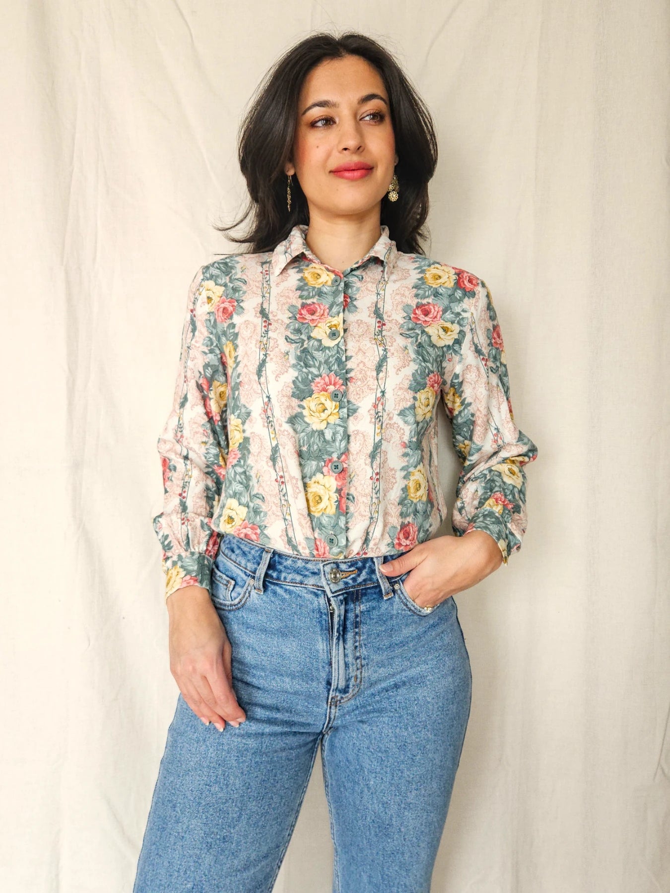 Lucia - romantische vintage blouse, viscose | S