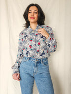 Malou - vintage blouse met rozen | XL