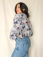 Malou - vintage blouse met rozen | XL