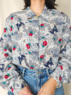 Malou - vintage blouse met rozen | XL