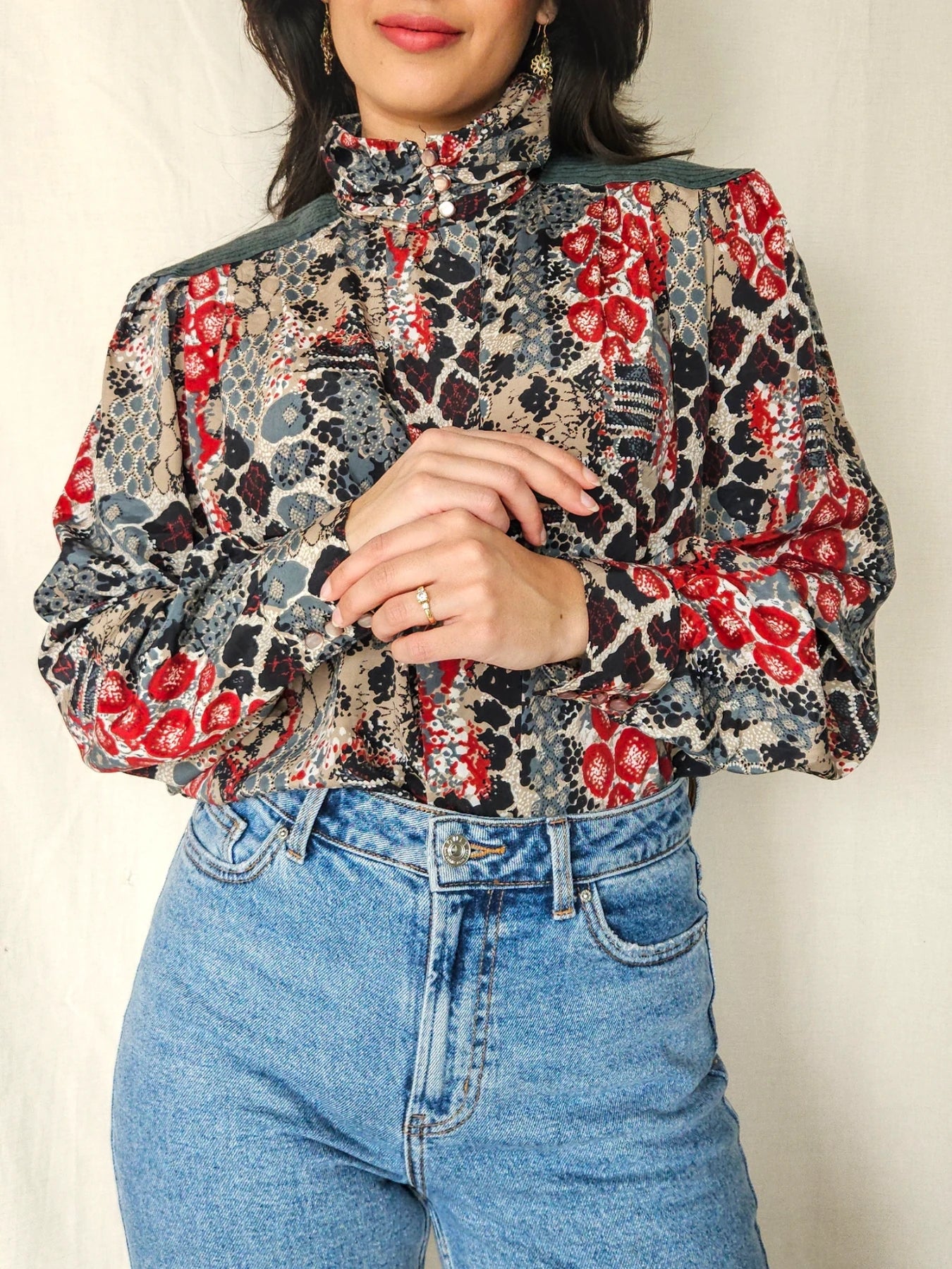 Jordan - vintage blouse met col | XL