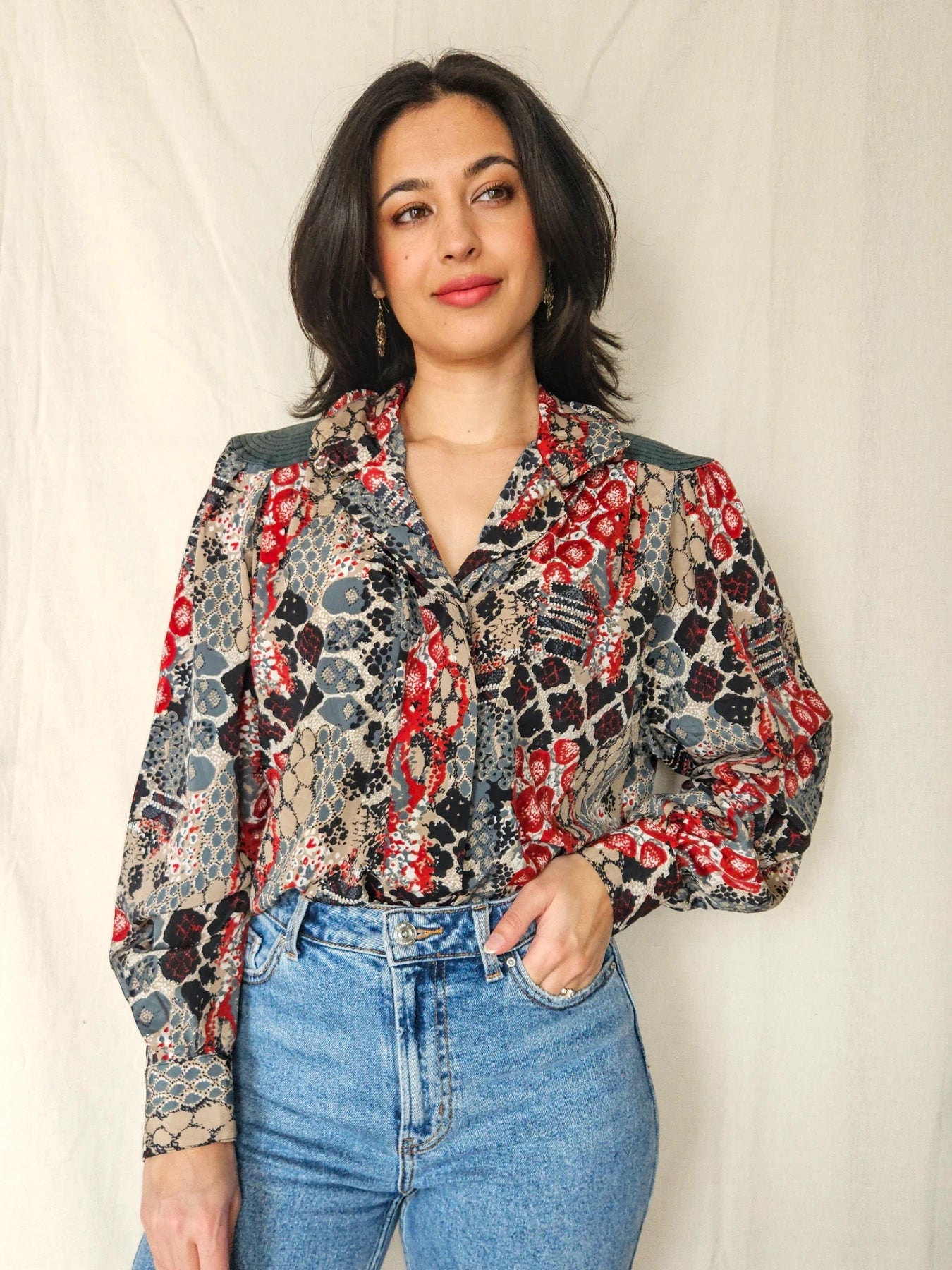 Jordan - vintage blouse met col | XL