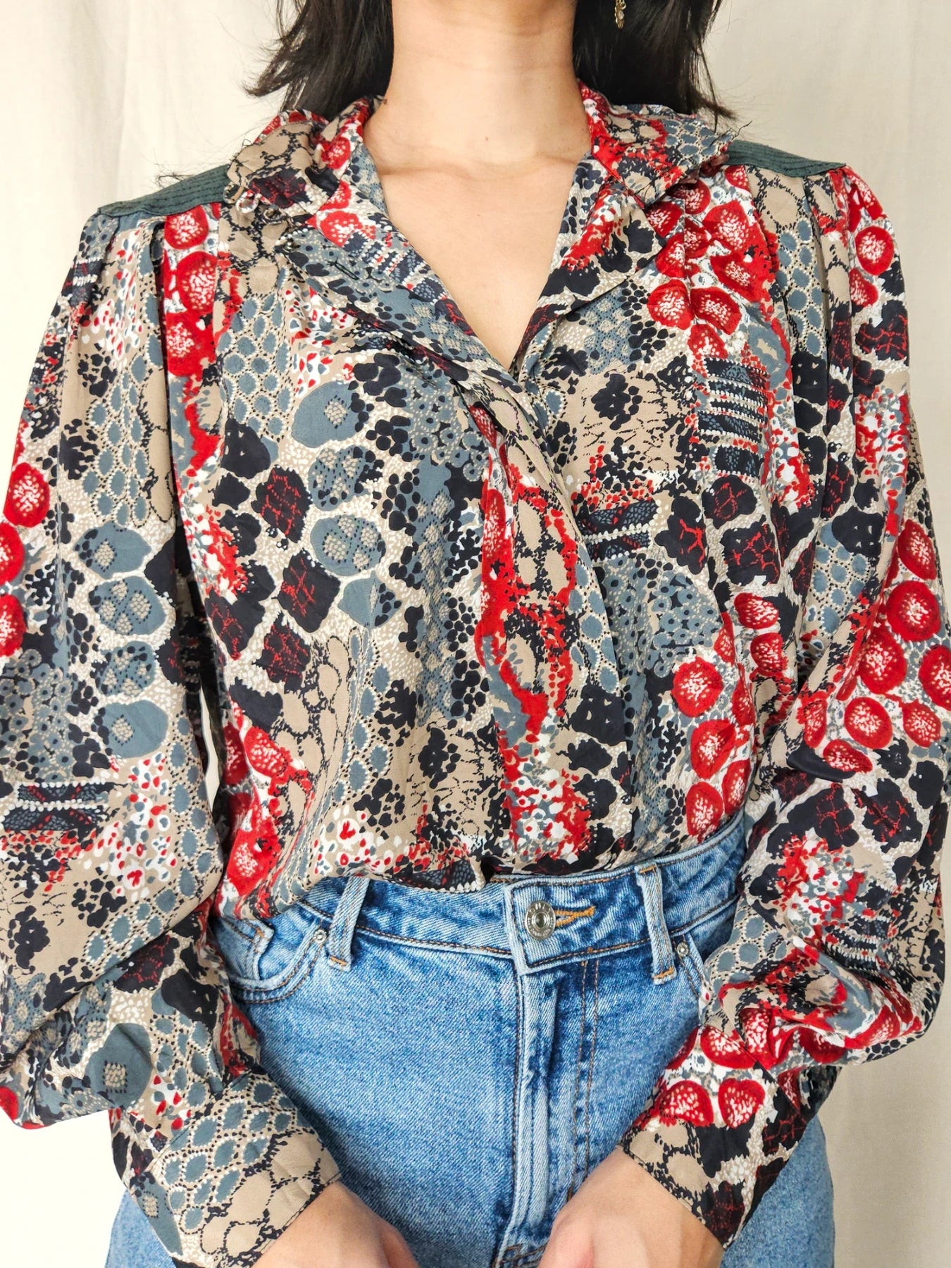 Jordan - vintage blouse met col | XL