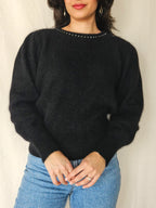 Alma - black vintage sweater, angora | M