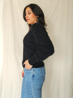 Alma - black vintage sweater, angora | M