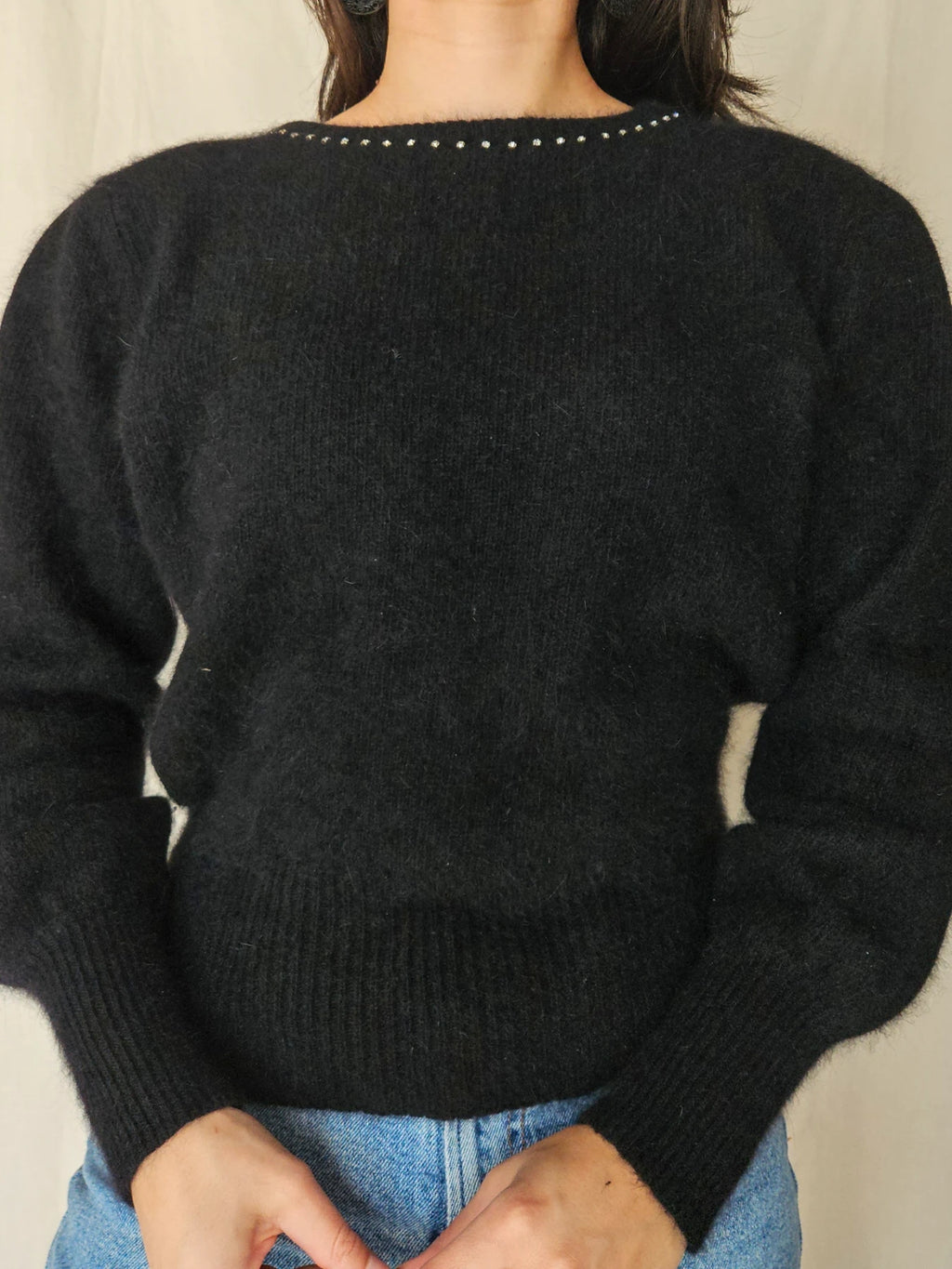 Alma - black vintage sweater, angora | M