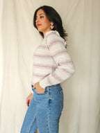 Suze - vintage trui met ruffles | M