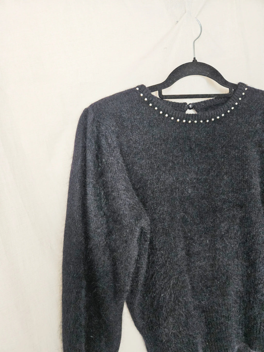 Alma - black vintage sweater, angora | M