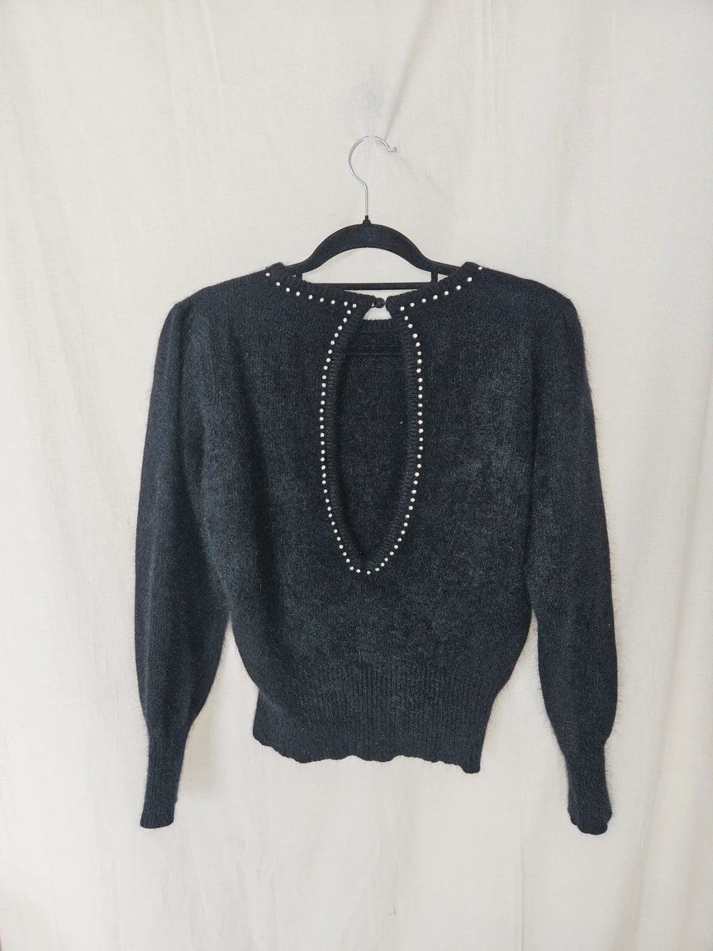 Alma - black vintage sweater, angora | M