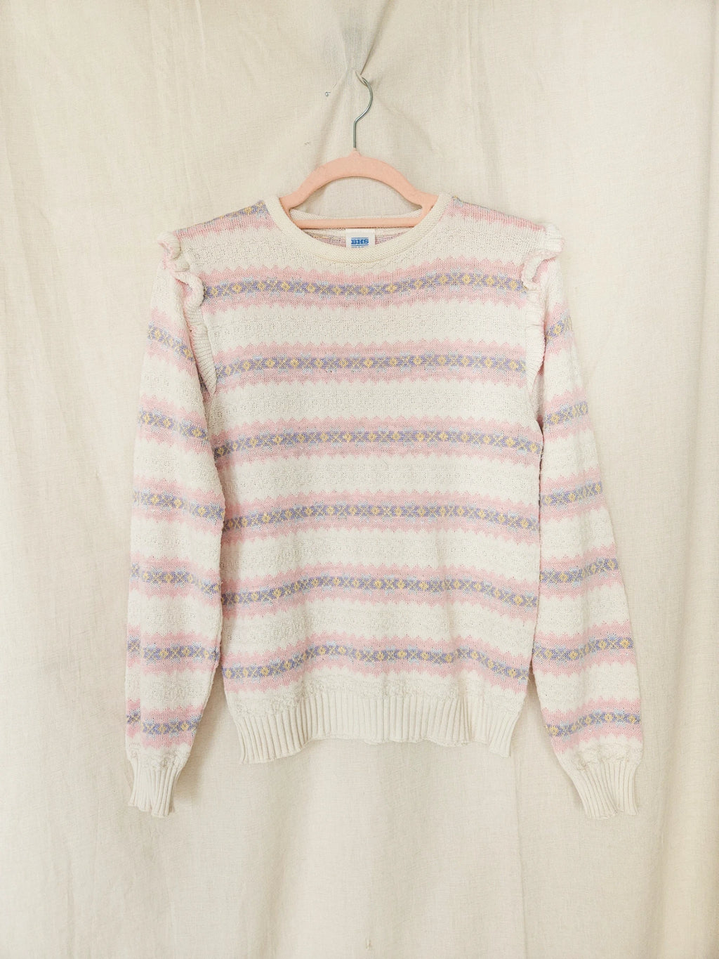 Suze - vintage trui met ruffles | M