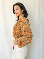 Bo - bruine vintage blouse met bloemenprint | S