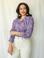 Pippa - vintage blouse met paarse print | L