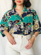 Livia - vintage blouse met barokprint | XXL