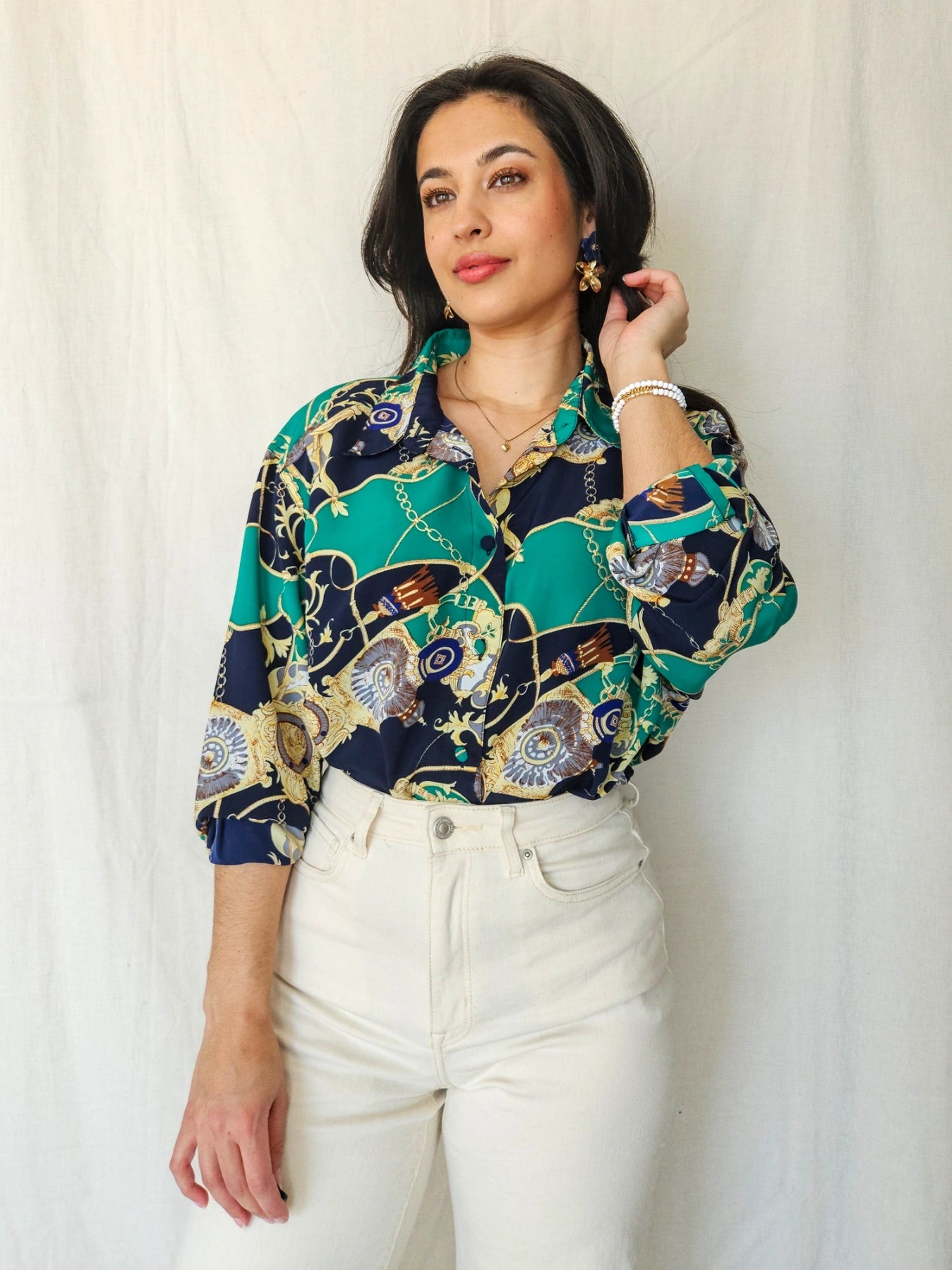 Livia - vintage blouse met barokprint | XXL