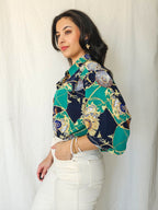 Livia - vintage blouse met barokprint | XXL