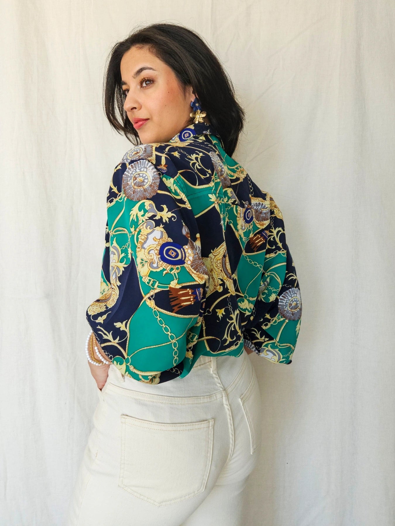 Livia - vintage blouse met barokprint | XXL