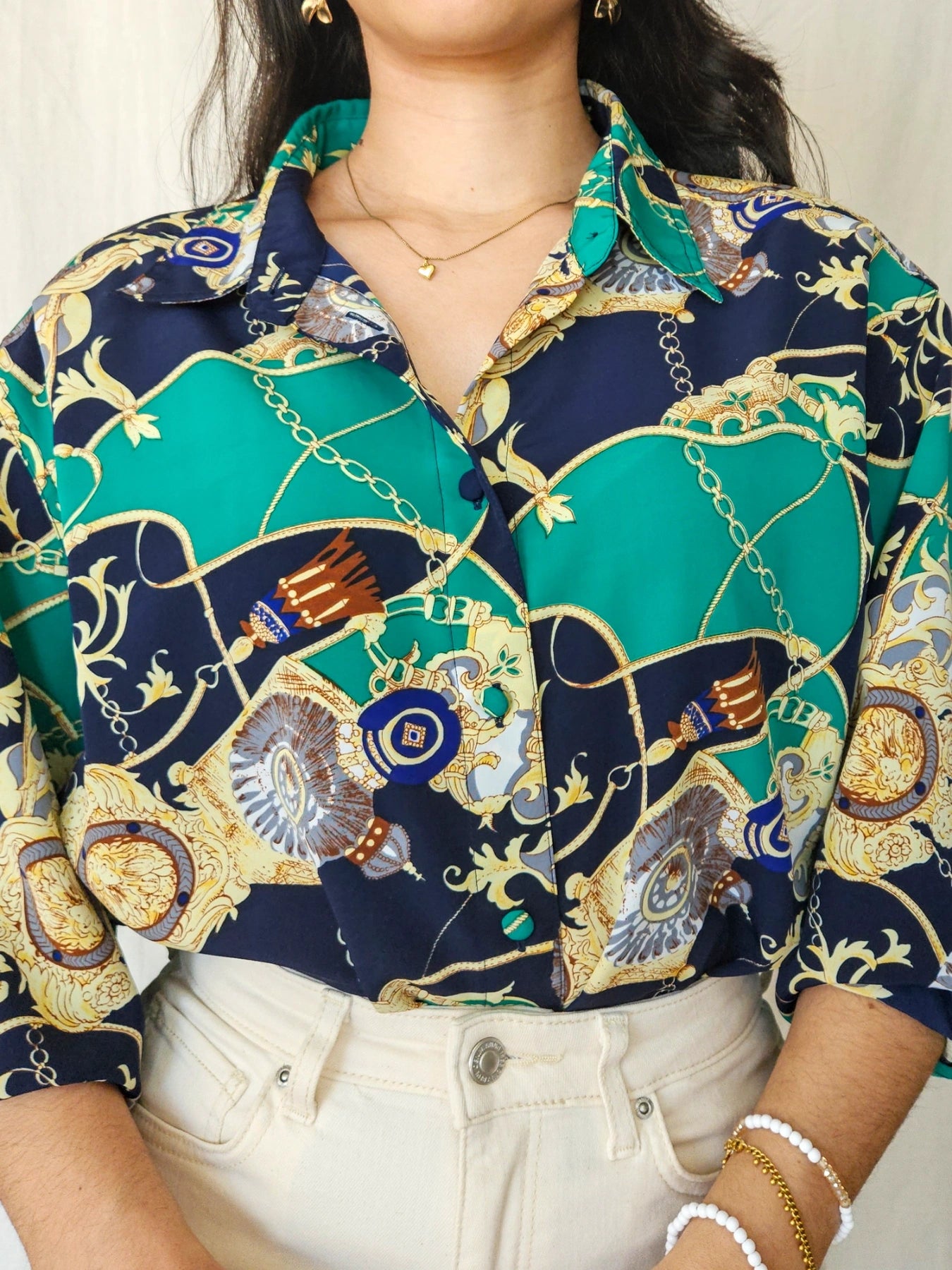 Livia - vintage blouse met barokprint | XXL