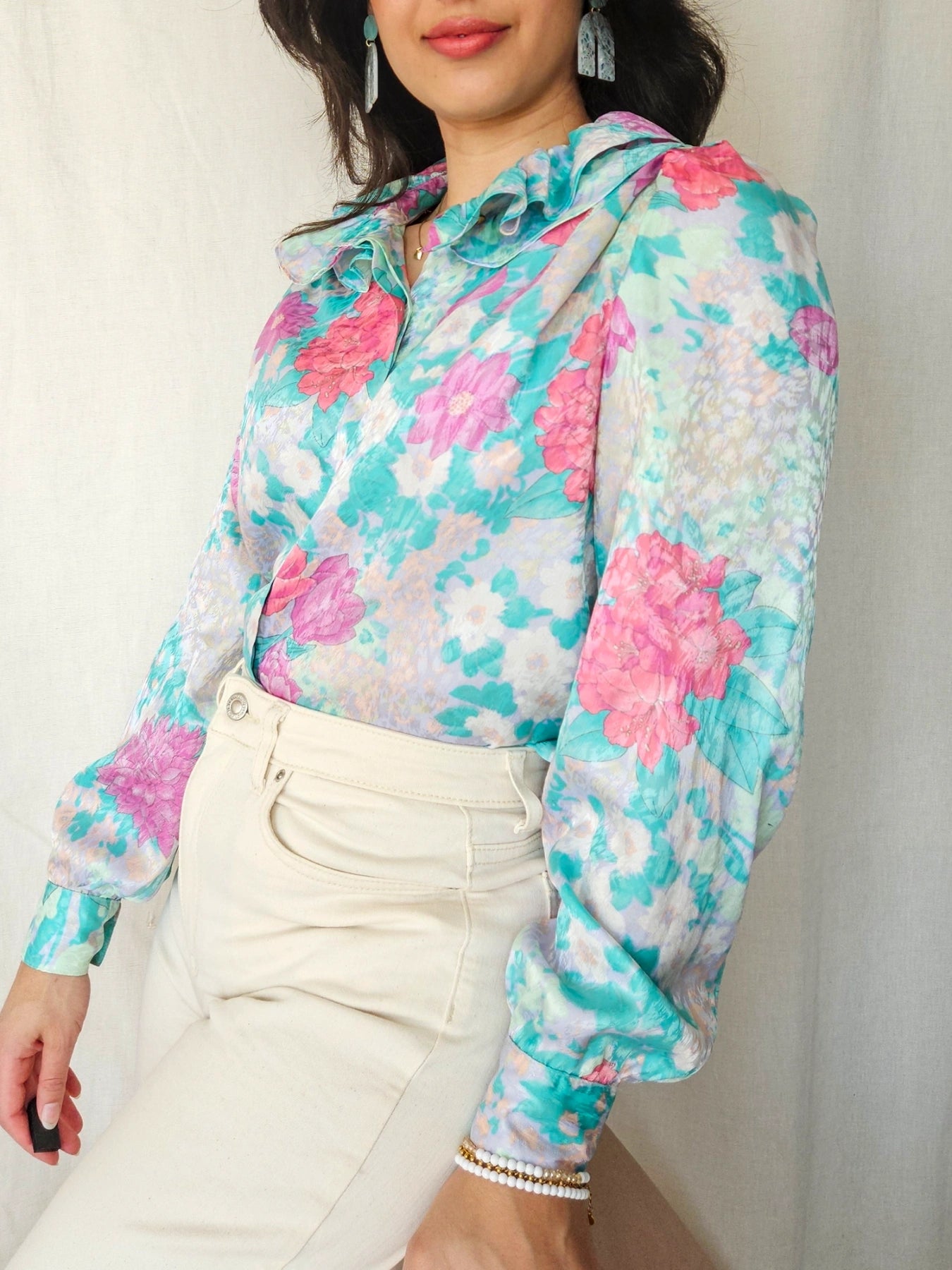 Flora - vintage blouse met bloemenprint | L