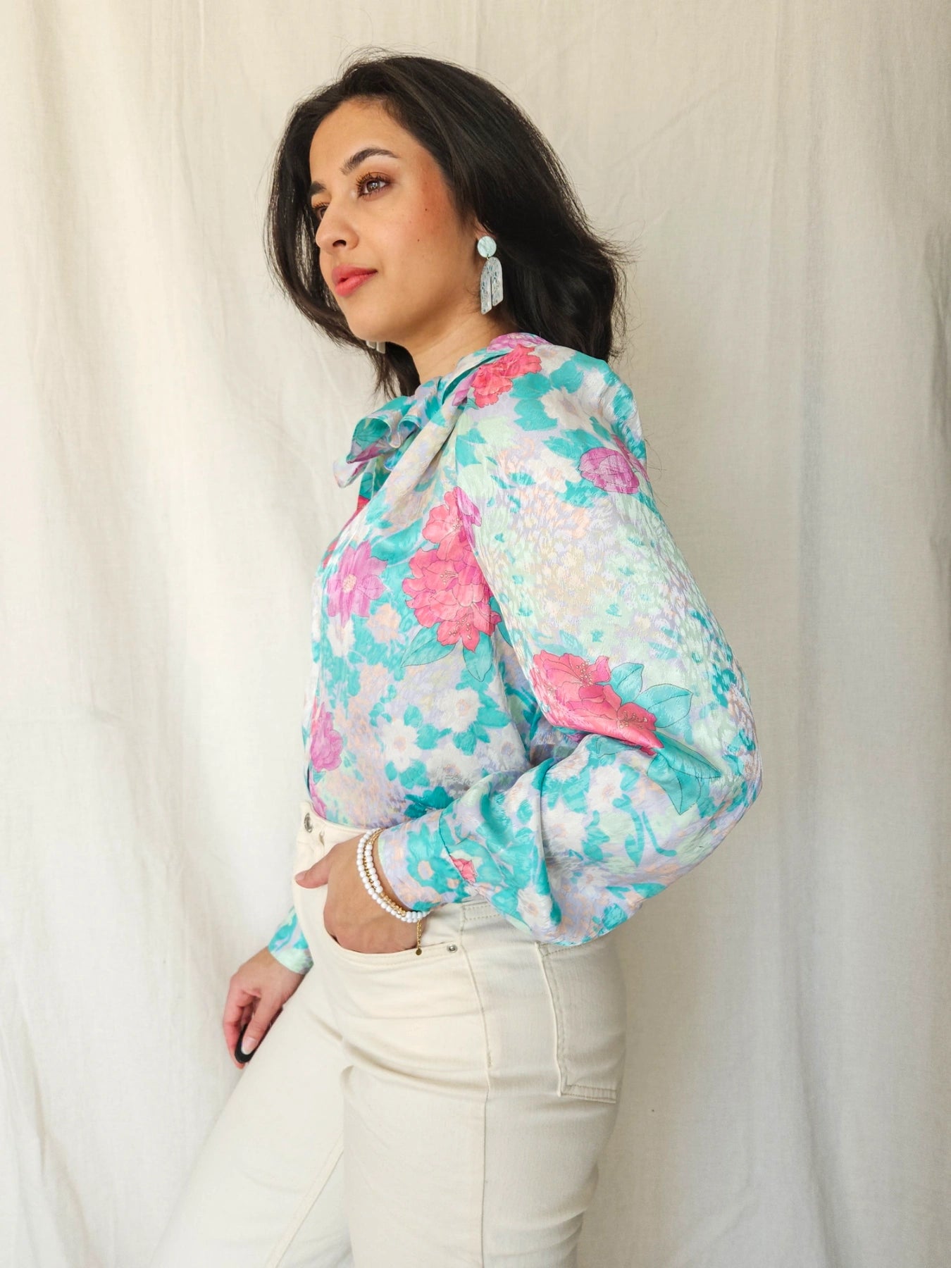 Flora - vintage blouse met bloemenprint | L