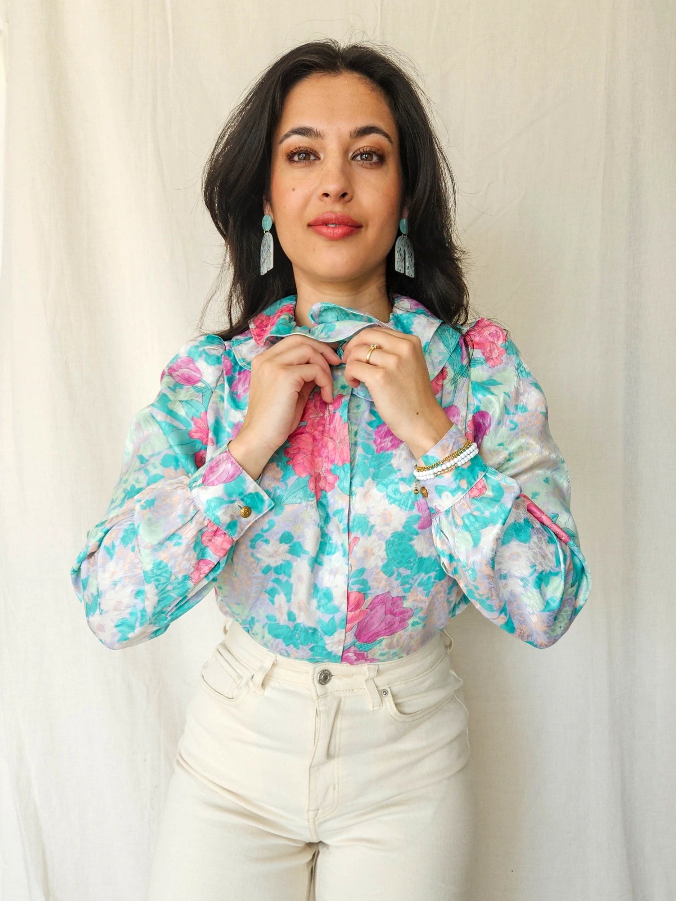 Flora - vintage blouse met bloemenprint | L