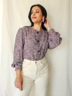 Paisley - paarse vintage blouse met paisley | M