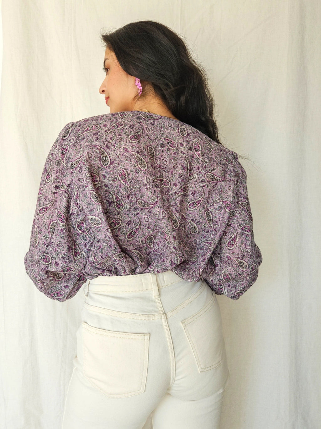 Paisley - paarse vintage blouse met paisley | M