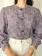 Paisley - paarse vintage blouse met paisley | M