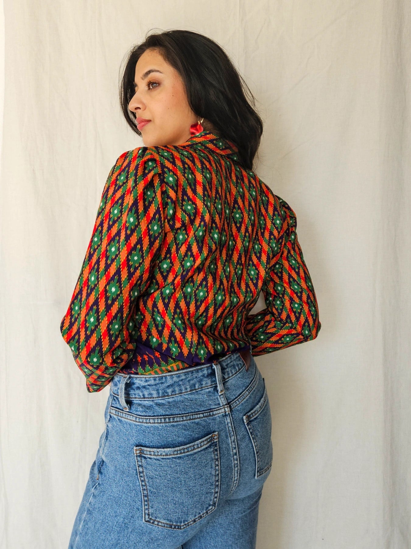 Lyra - vintage blouse met gekleurde print | XS/S