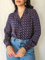 Bente - donkerblauwe vintage blouse | XS/S