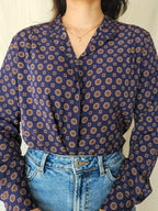 Bente - donkerblauwe vintage blouse | XS/S