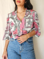 Nyssa - vintage blouse met bloemenschilderijen | XXL