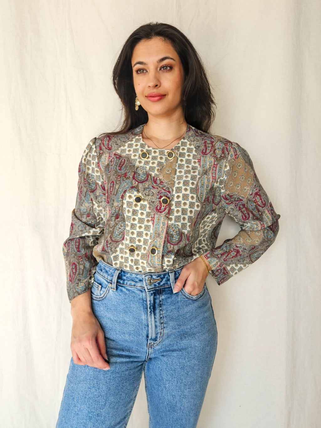 Mina - vintage blouse met bijzondere prints | M