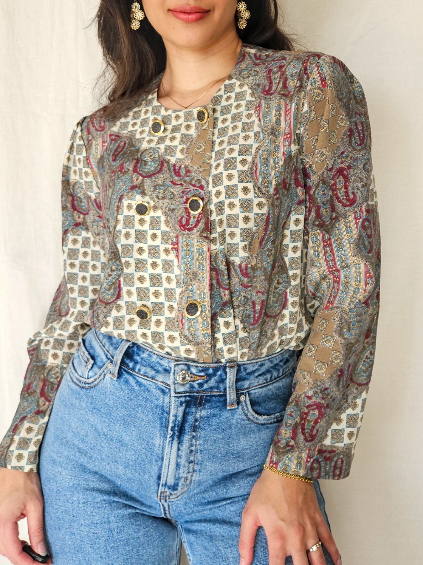 Mina - vintage blouse met bijzondere prints | M