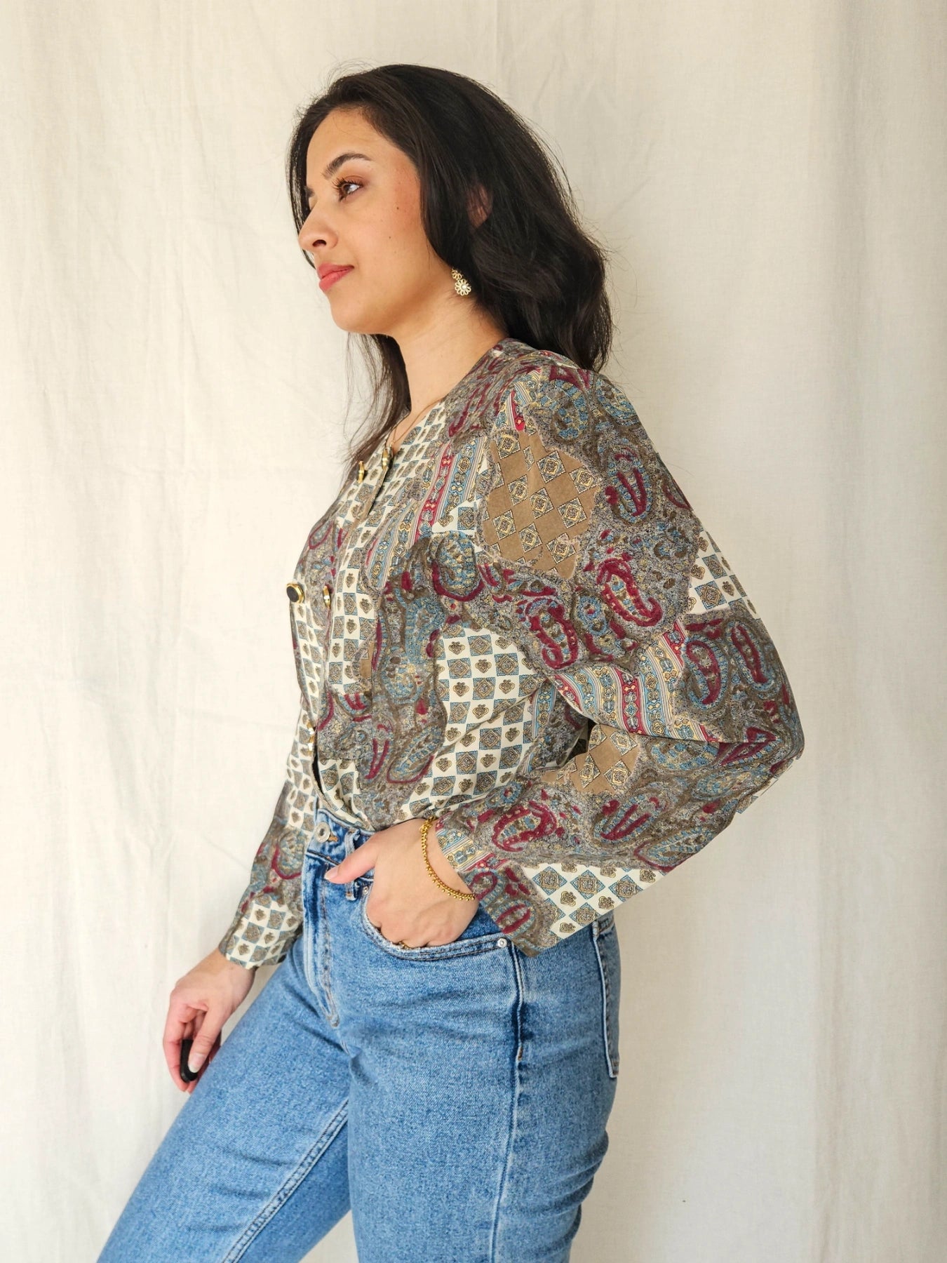 Mina - vintage blouse met bijzondere prints | M