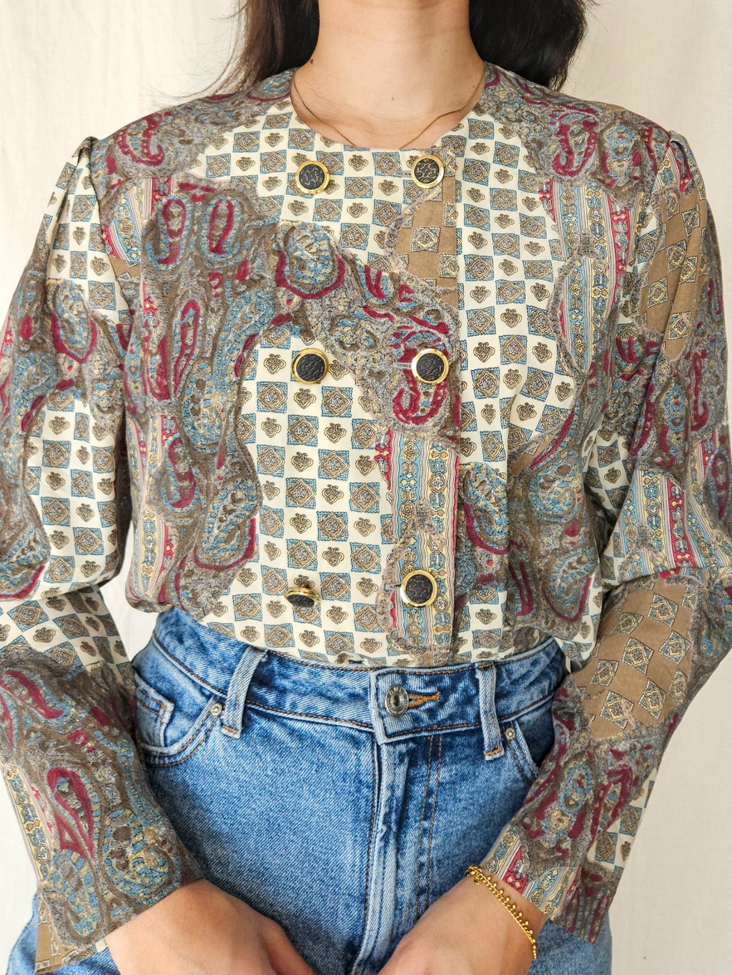 Mina - vintage blouse met bijzondere prints | M