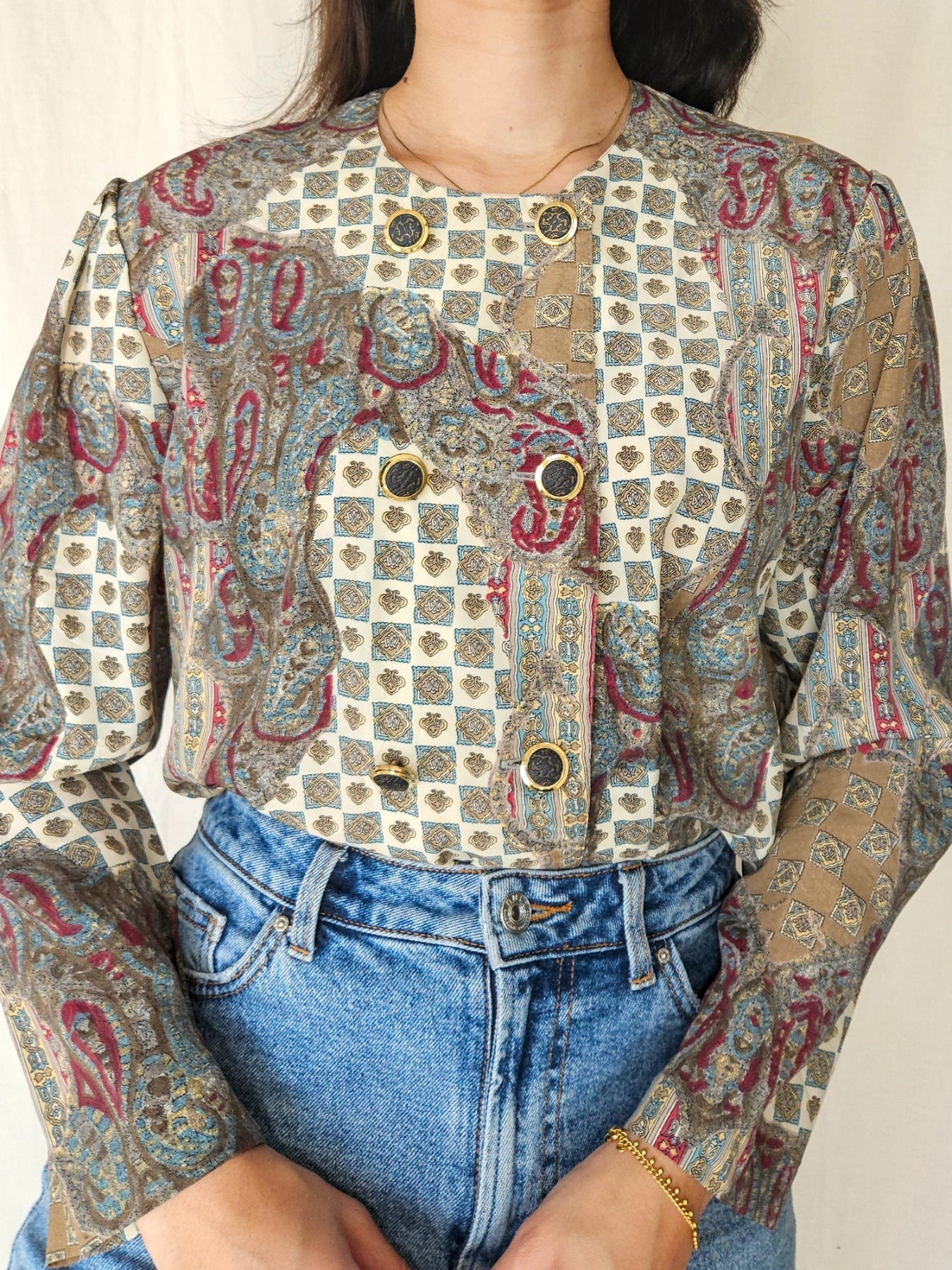 Mina - vintage blouse met bijzondere prints | M