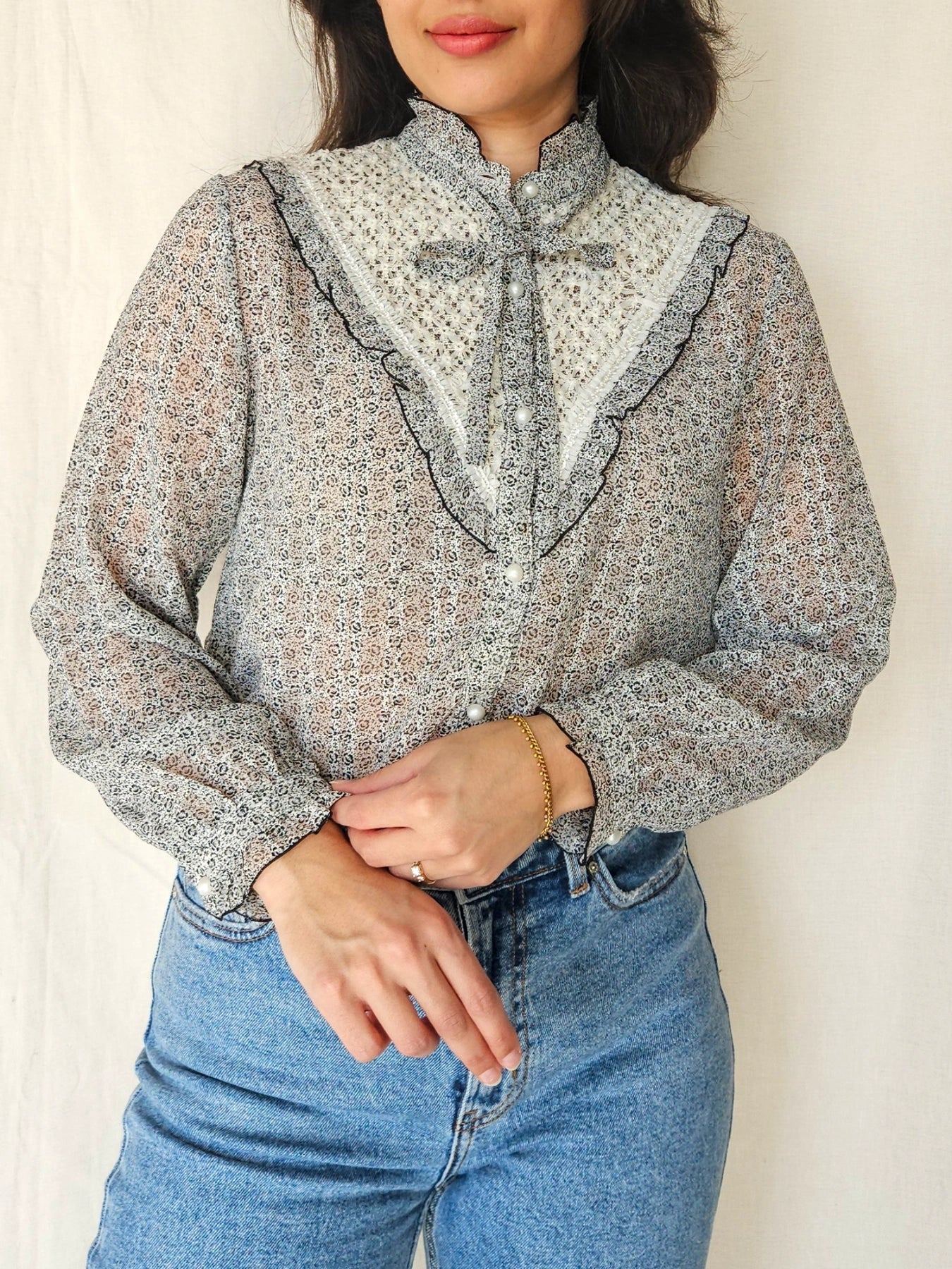 Rosa - vintage blouse western stijl | XS/S