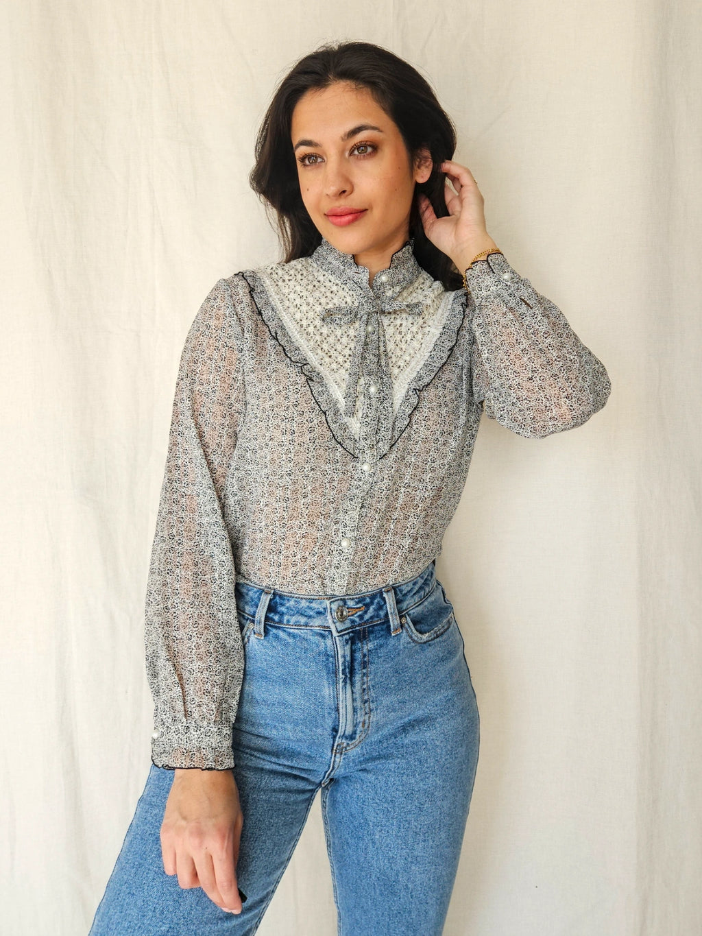 Rosa - vintage blouse western stijl | XS/S