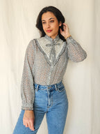 Rosa - vintage blouse western stijl | XS/S