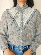 Rosa - vintage blouse western stijl | XS/S