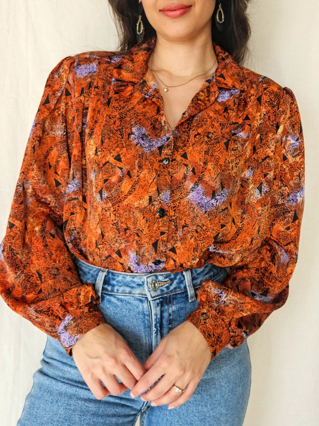 Birdy - donkeroranje vintage blouse | M