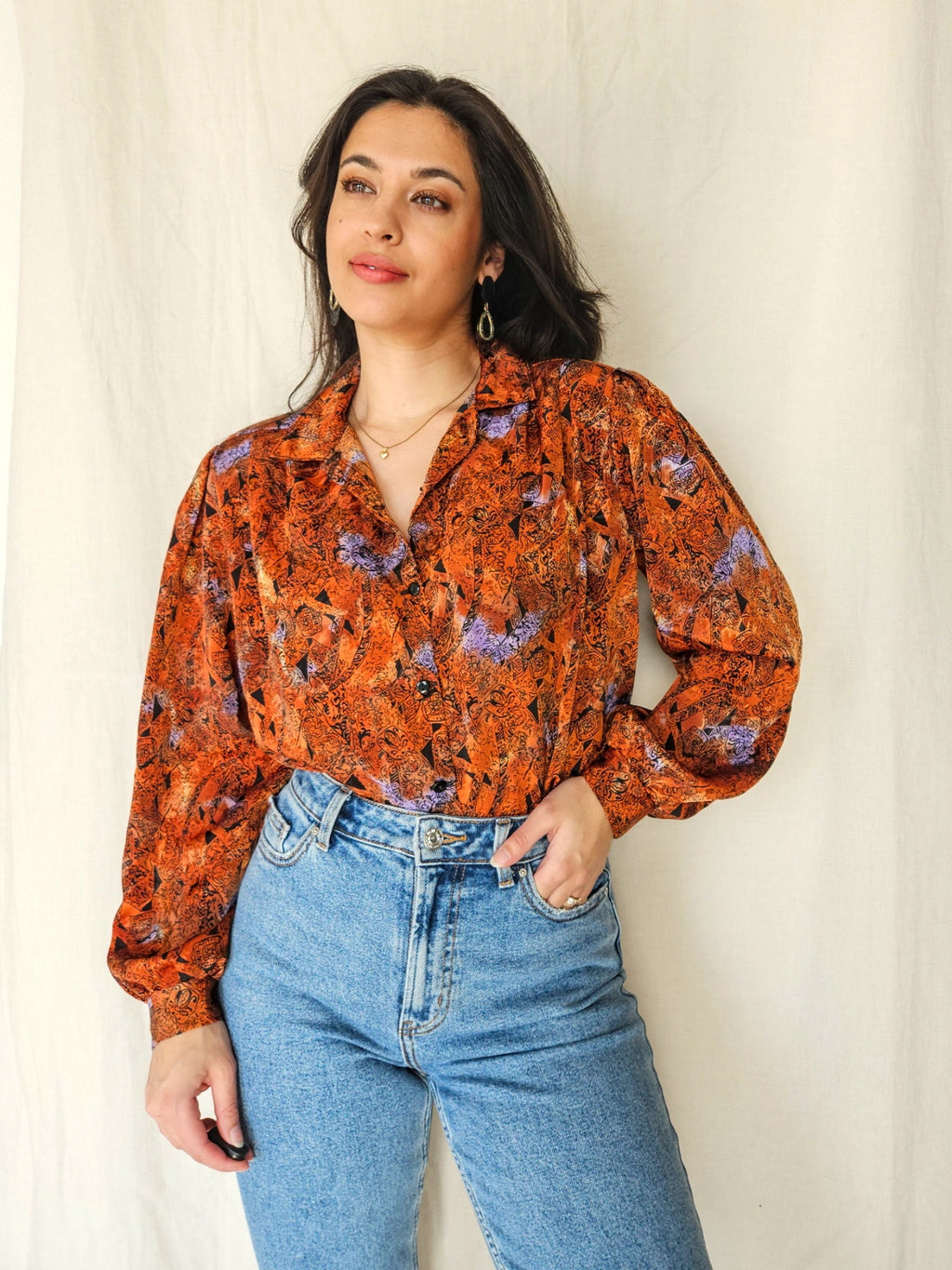 Birdy - donkeroranje vintage blouse | M