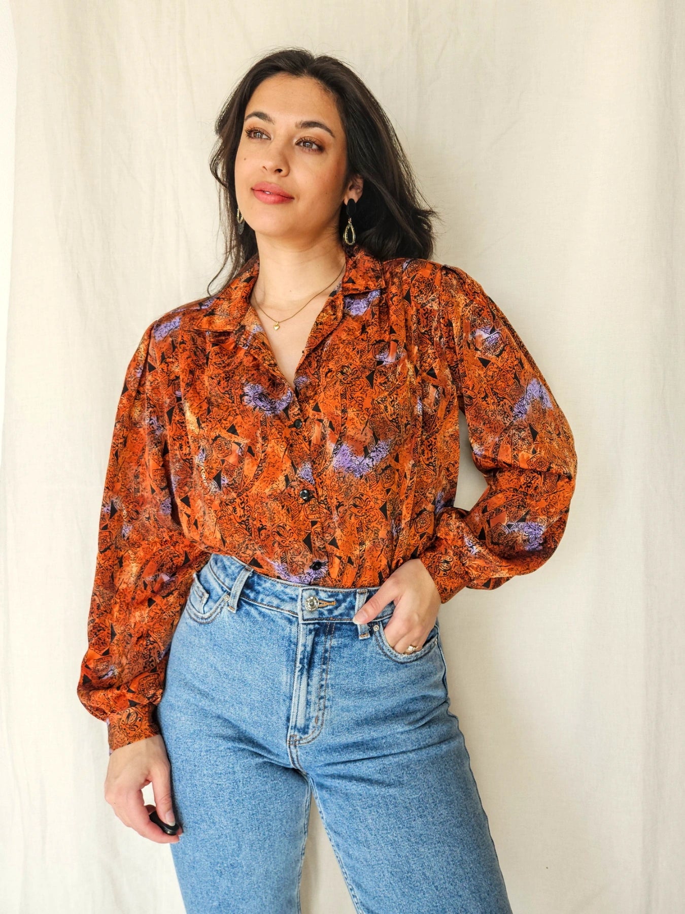 Birdy - donkeroranje vintage blouse | M