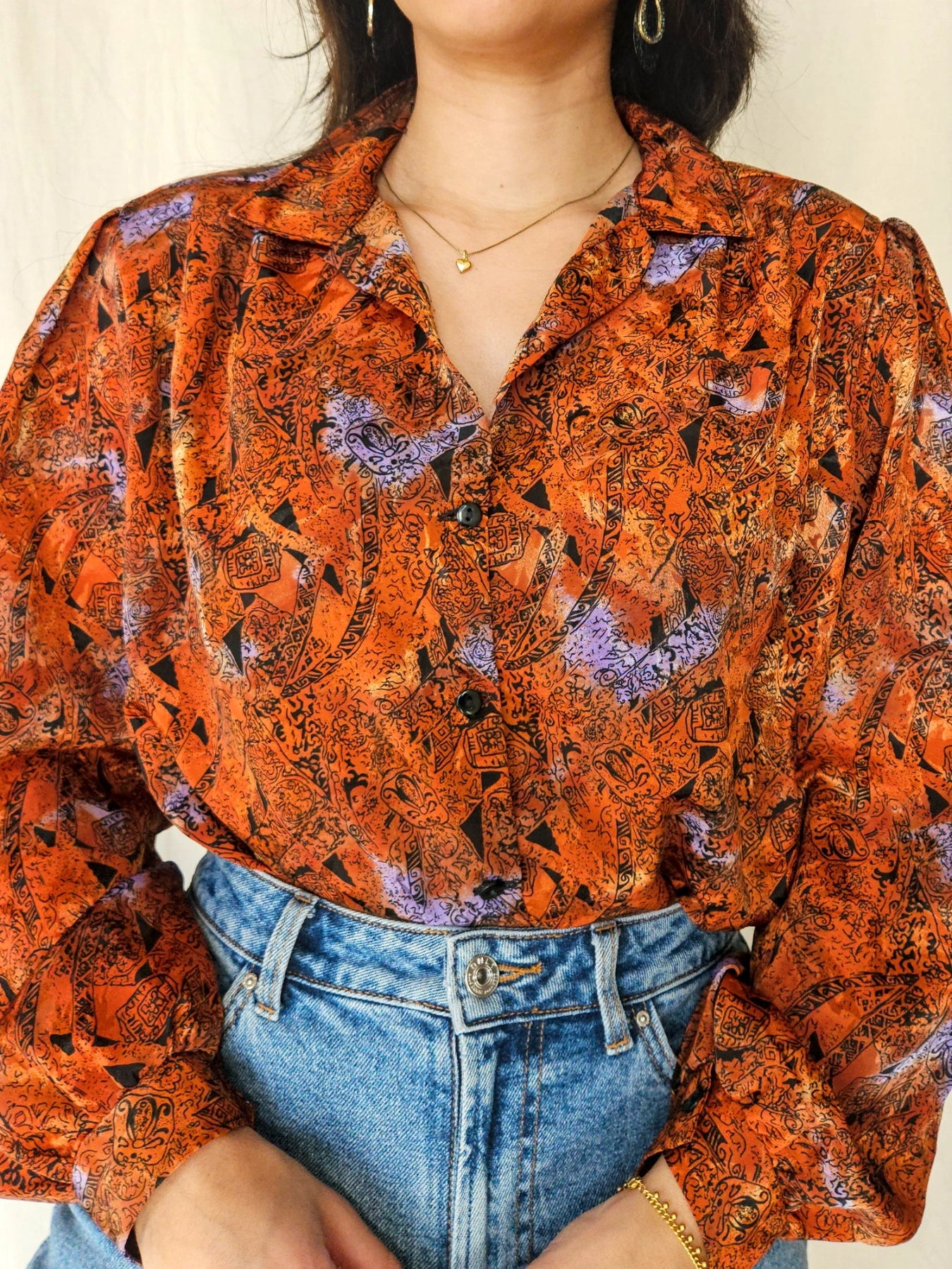 Birdy - donkeroranje vintage blouse | M