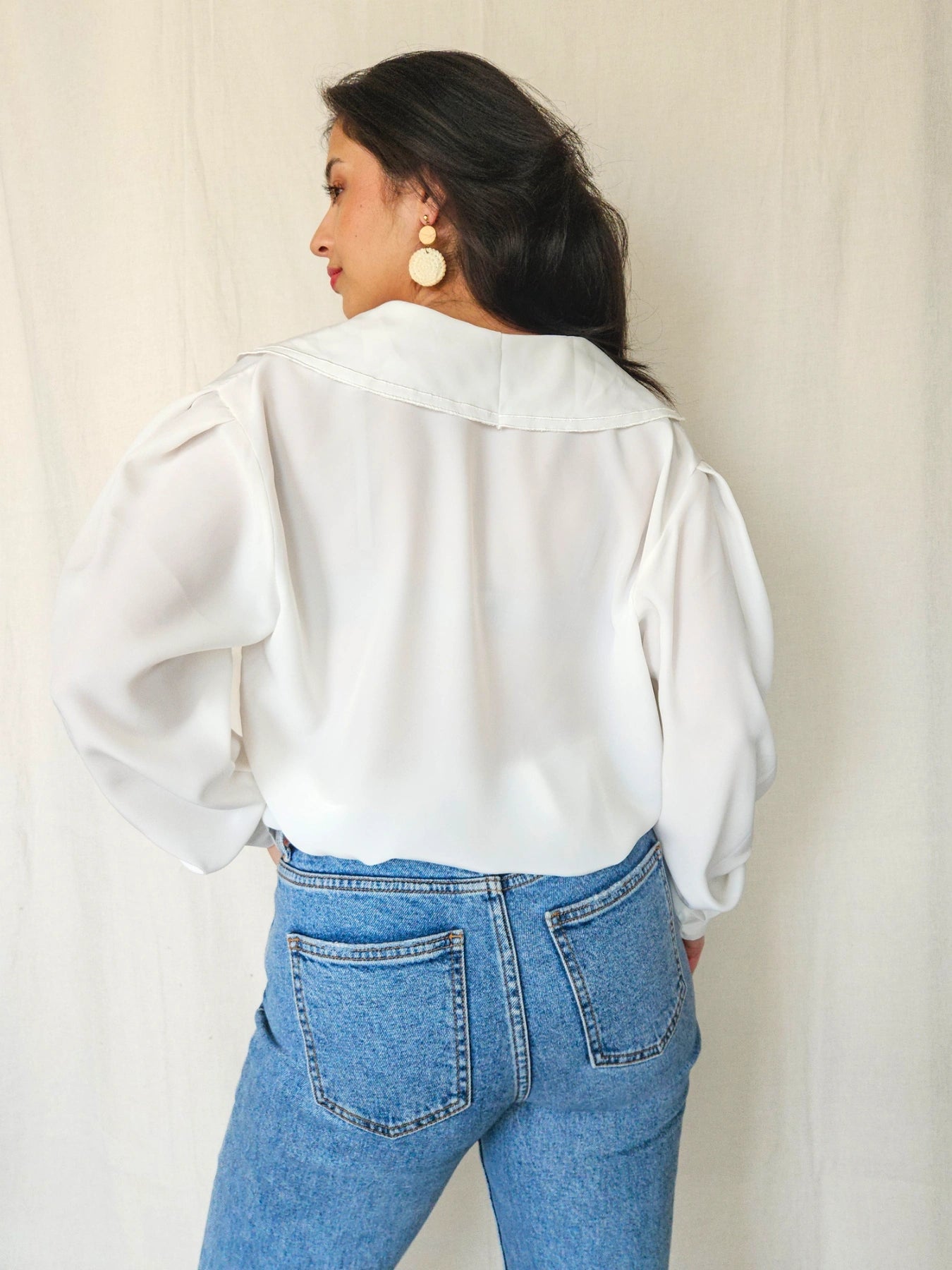 June - witte vintage blouse met kraag | XXL