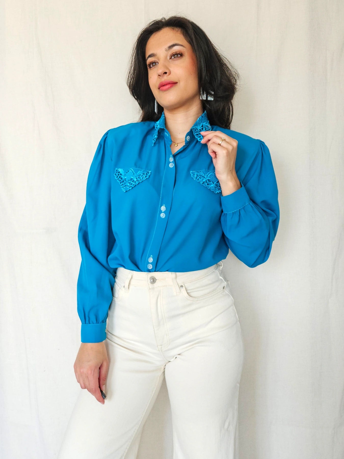 Sanna - vintage blouse met geborduurde details | M