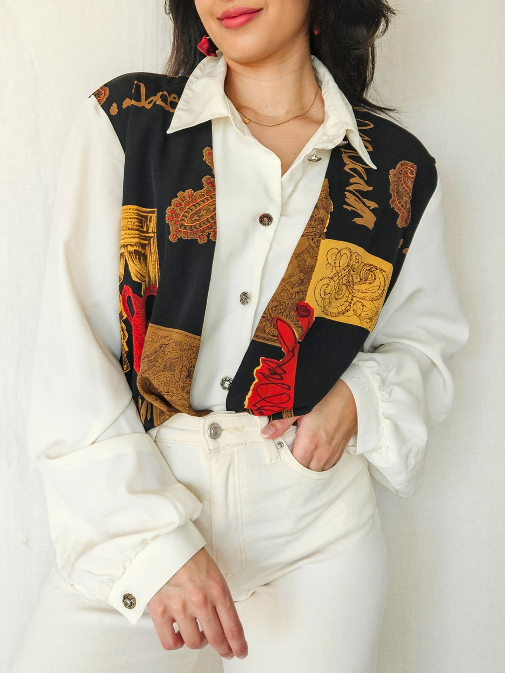 Nynke - vintage blouse met gilet | XXL