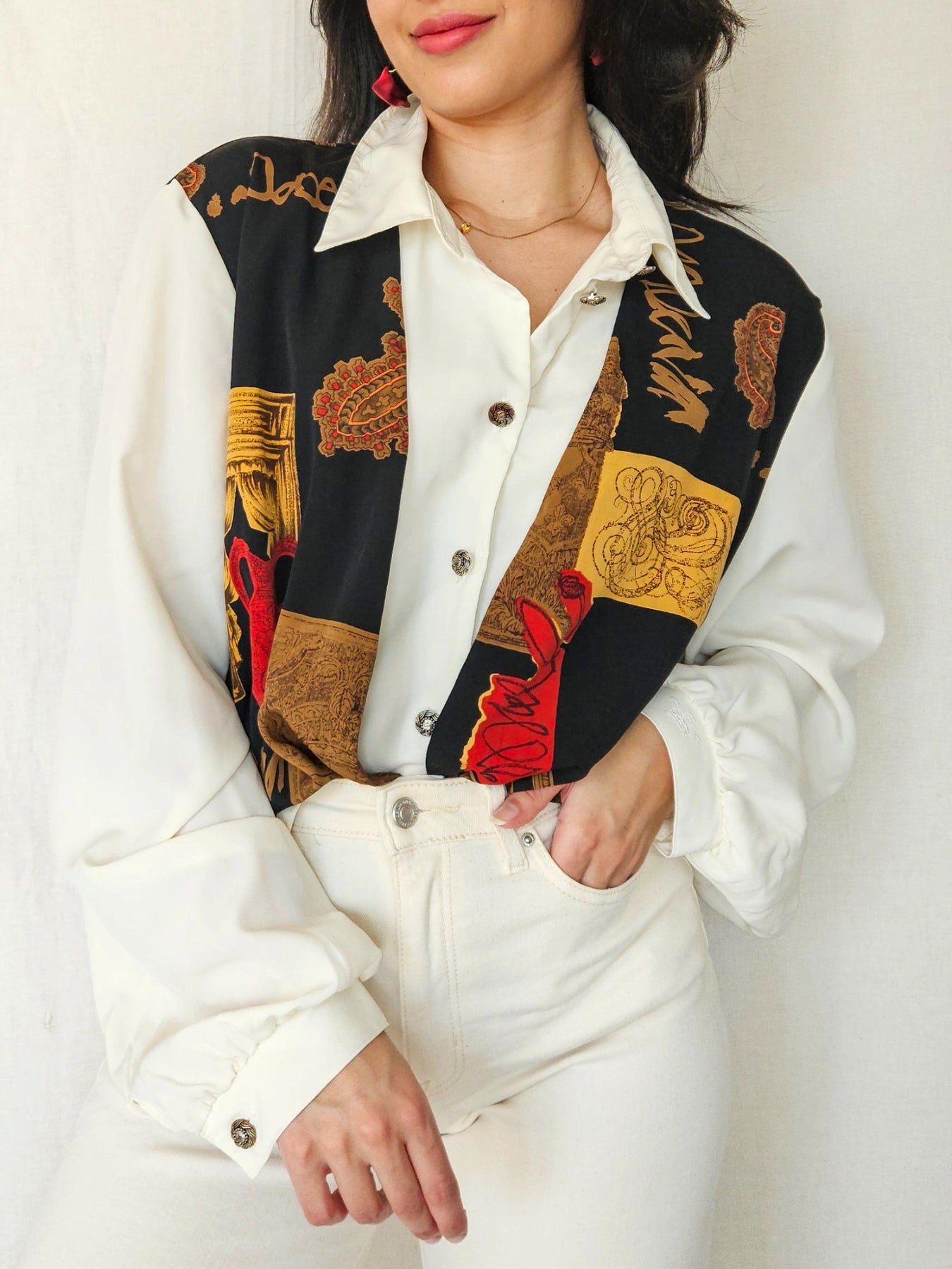 Nynke - vintage blouse met gilet | XXL